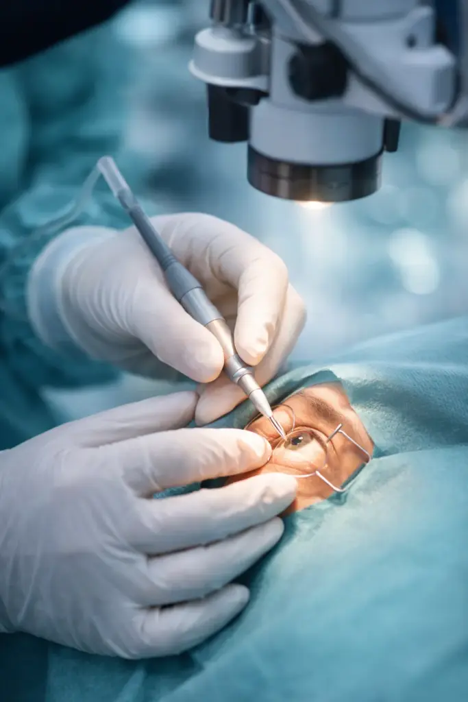 ophthalmologist performing cataract surgery