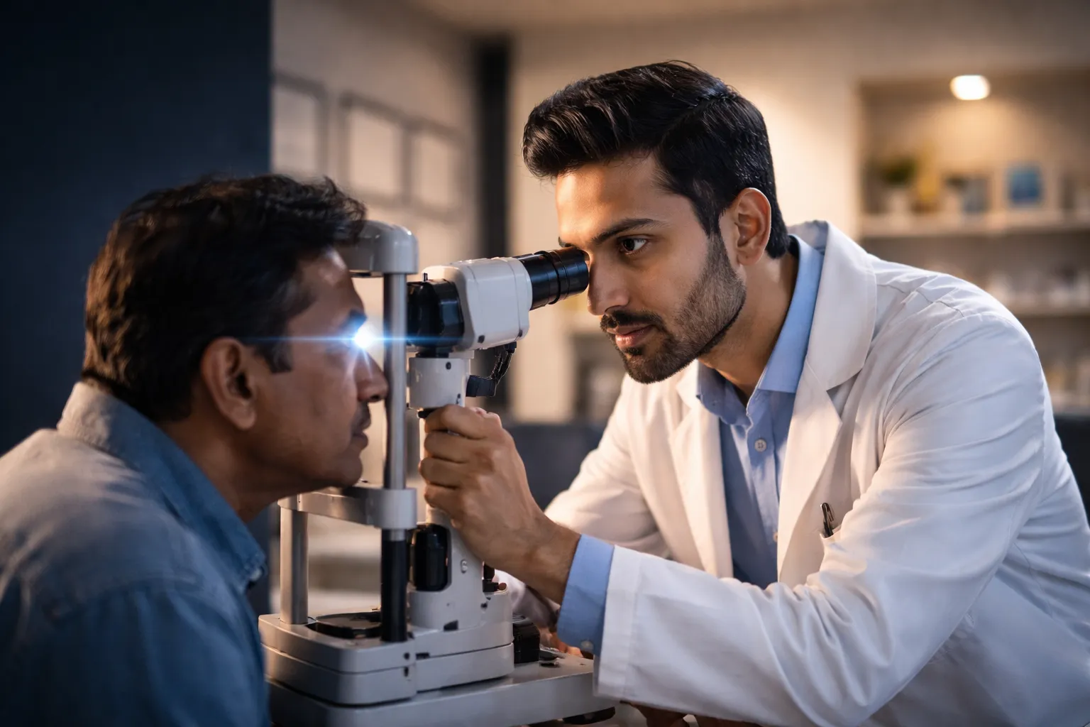 eye examination in clinic